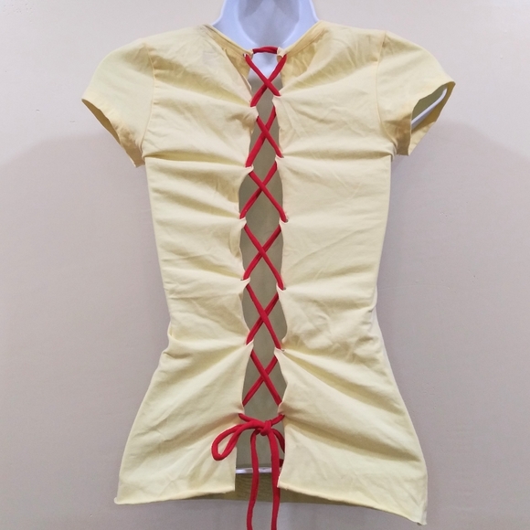 Lace Up Back Yellow Elephant Redesigned T-shirt - Picture 4 of 4